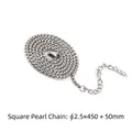 Silver stainless steel box chain 2.5mm width with lobster clasp and extension - Steel Color Box Chain