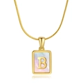 Collier en acier inoxydable plaqué or 18 carats avec pendentif lettre B en nacre - Lettre B / Or