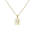 Collier élégant avec pendentif lettre Q dorée et incrustation nacre blanche pour femme - Lettre Q