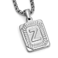 Silver stainless steel box chain necklace with embossed letter Z pendant for men - Steel Z