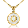 18K gold stainless steel necklace with mother of pearl shell and letter O pendant - Round White Shell-O