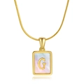 Collier en or 18 carats avec pendentif carré en nacre et charm de la lettre G dorée - Lettre G / Or