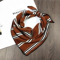 Brown striped silk neckerchief with black borders on a stylish magazine background - Classic Brown Horizontal Stripes (4 Brown Stripes)