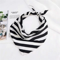 Detail of black and white striped neck scarf with fine white edge stitching on soft fabric - Black White Stripe