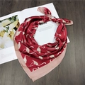 Elegant red square silk scarf featuring white flamingo prints and pink border details - 1 Flamingo Red