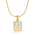 Collier maille serpent doré 18 carats avec pendentif nacre blanche et lettre Z - Lettre Z / Or