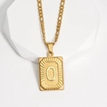 Collier doré avec pendentif carré lettre Q et chaîne Figaro pour femme - Lettre O (XJ-MT002) / Or 18 carats