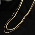 Elegante collana a doppio strato in oro con catena a scatola fine e catena a serpente piatta - Catena a Serpente a Doppio Strato (01-B10) / Oro