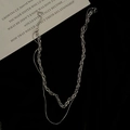 Collana a doppio strato in acciaio al titanio argento con catena a corda e a serpente - Catena a Doppio Strato Argento(05-G2)