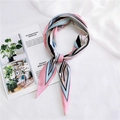 Pink and blue striped diamond silk scarf for women styled in an elegant knot - Geometric Multicolor
