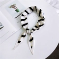 Classic black and white wide striped silk twilly scarf for women with elegant drape - Black Beige Stripes