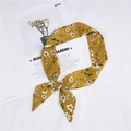 Foulard sottile in raso giallo zenzero a fiori per borse e acconciature moda - Floreale Giallo