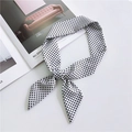 Polka dot silk scarf hair ribbon in black and white tied on a minimalist background - White Small Polka Dot