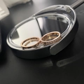 Two-piece rose gold titanium steel ring set with Roman numerals and sparkling cubic zirconia - US 9 / Rose Gold