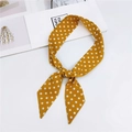 Polka dot yellow skinny silk scarf tied in a bow for bags or hair styling - Yellow Polka Dot