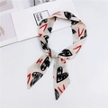 Beige narrow silk scarf with heart and letter prints for bags or hair styling - Beige Watercolor Heart