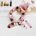 Pink printed square scarf for children with a matching leather buckle strap - Pink Rabbit