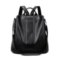 Sac à dos antivol polyvalent noir en cuir pour femme avec bretelles ajustables - Noir