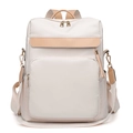 Zaino beige minimalista con finiture in pelle marrone e dettagli in oro - Bianco Sporco