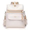 Mochila elegante para mujer beige y kaki con detalle de borla y gran capacidad - Blanco Roto