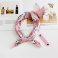 Pink satin scarf for children featuring cute bunny and bow prints with a silky finish - Pink Bow Rabbit