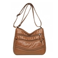 Bolso bandolera vintage marrón de cuero sintético con varios bolsillos y correa larga - Marrón