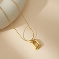 Minimalist gold balloon D letter pendant necklace with 3D polished finish on snake chain - D With Snake Chain