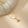Collar dorado con colgante de letra L burbuja 3D y cadena de serpiente mujer - L Con Cadena de Serpiente