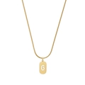 Golden snake chain necklace featuring a minimalist rectangular pendant with cutout number 6 - Number 6 / Gold