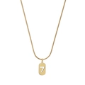 Golden snake chain necklace with oval pendant featuring a hollow number 7 design - Number 7 / Gold
