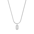 Minimalist silver snake chain necklace with hollow number 5 rectangular pendant - Number 5 / Silver