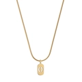 Lucky number stackable necklace with gold-plated snake chain and hollow rectangular pendant - Number 0 / Gold