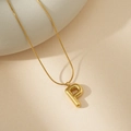 Collar dorado con colgante de letra P estilo globo 3D y cadena de serpiente elegante - P Con Cadena de Serpiente
