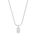 Collier maille serpent argenté minimaliste avec pendentif ovale ajouré du chiffre 4 - Chiffre 4 / Argent