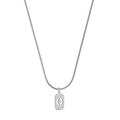 Collier chaîne serpent argentée avec pendentif rectangulaire ajouré ovale - Chiffre 0 / Argent
