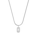 Collier chaîne serpent argentée avec pendentif rectangulaire ajouré chiffre huit - Chiffre 8 / Argent