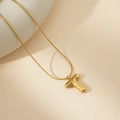 Colgante letra T burbuja en oro de 18K con cadena de serpiente fina para mujer - T Con Cadena de Serpiente