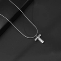 Gepolijste zilveren bubble letter T hanger ketting met slangenketting voor dames - Letter T / Met Slangenketting