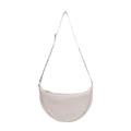 Lightweight beige nylon crescent crossbody bag with adjustable wide shoulder strap - Beige
