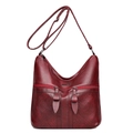 Retro bordeauxrode grote PU-leren schoudertas met ritsen en holle patronen - Rood