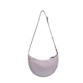 Minimalist light purple crescent nylon crossbody bag with adjustable strap and zipper - Gray