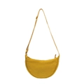 Minimalist yellow nylon crescent crossbody bag with adjustable shoulder strap - Yellow
