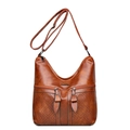 Bruine vintage hobo schoudertas van imitatieleer met geometrische laserpatronen - Bruin