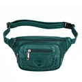 Sac banane en similicuir vert foncé avec texture tissée et sangle réglable - Vert