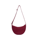 Minimalist deep red nylon crescent crossbody bag with an adjustable shoulder strap - Red
