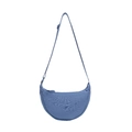 Minimalist grey-blue nylon crescent crossbody bag with adjustable strap in a clean design - Blue