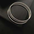 Minimalistisches dreiteiliges Set aus silbernen, polierten Armreifen aus Edelstahl - Dreiteiliges Set (J-42#) / Silber