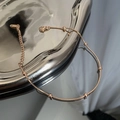 Rose gold double-layered heart anklet featuring a sleek snake chain and smooth round beads - Small Gold Bean Bead Style (03-C5#) / Rose Gold