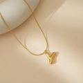 Collar dorado con colgante de letra Y estilo globo y cadena de serpiente fina - Y Con Cadena de Serpiente