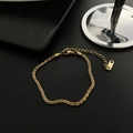 Minimalist 18K gold plated sparkling titanium steel necklace with adjustable lobster clasp - Anklet / Gold